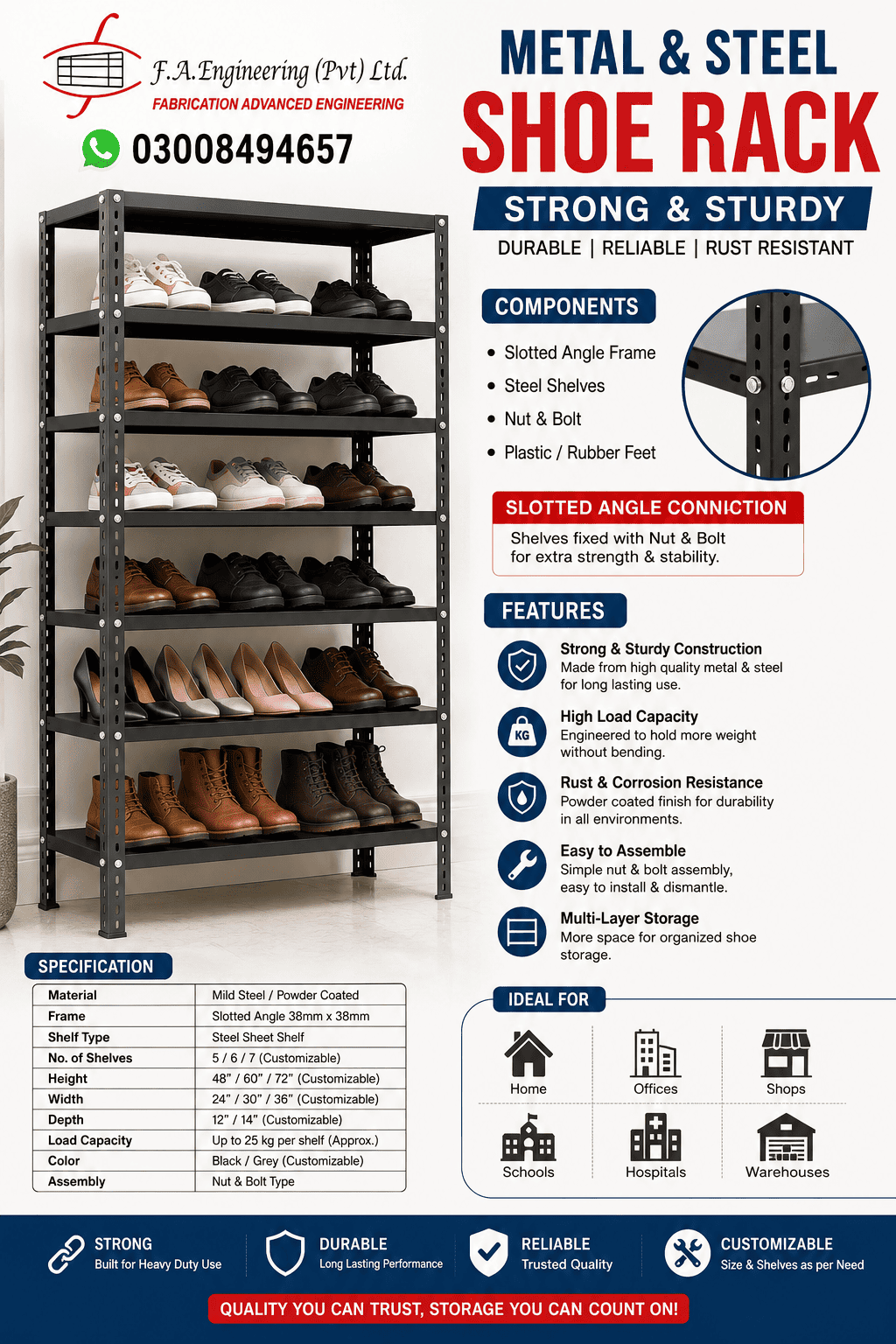 METAL & STEEL SHOE RACK