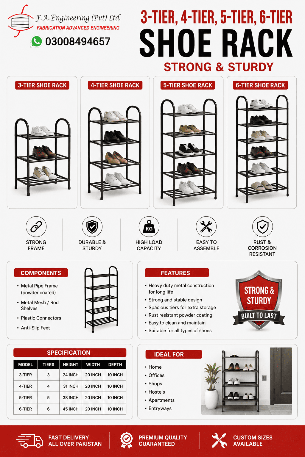 3/4/5/6 TIER SHOE RACK