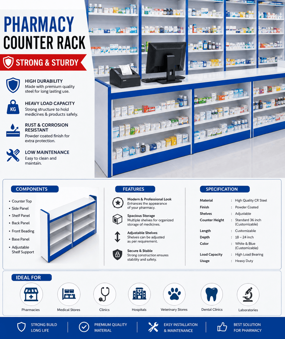 PHARMACY COUNTER RACK