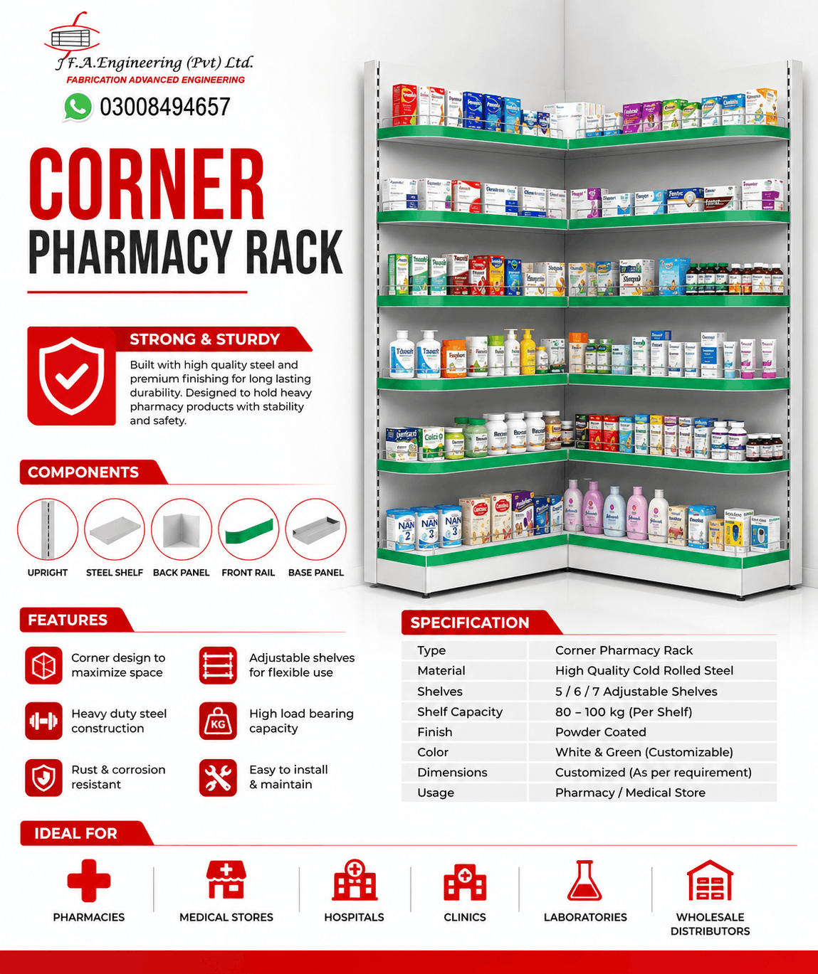 CORNER PHARMACY RACK