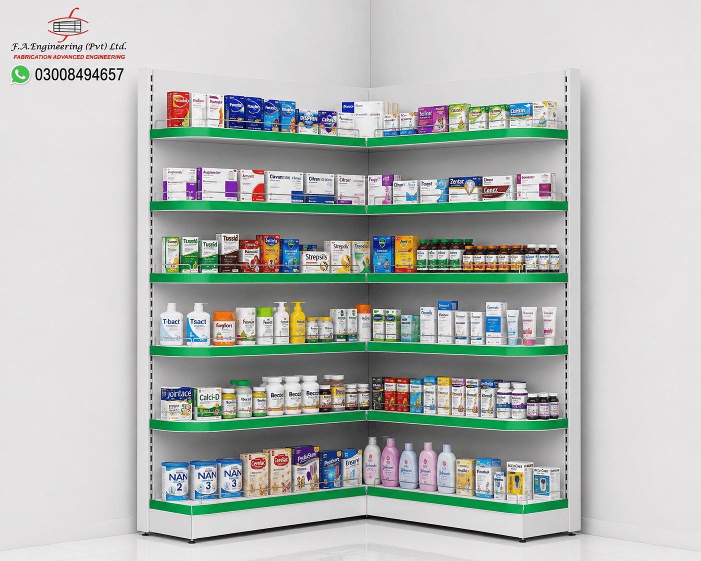 CORNER PHARMACY RACK